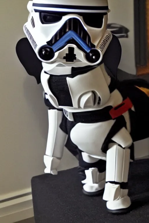 Prompt: a Cíborg Chihuahua holding a lightsaber,dressing like Stormtrooper,futuristic style.unnreal engine