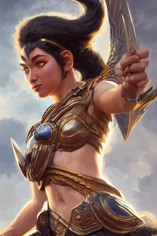 Image similar to amazon valkyrie athena, d & d, fantasy, portrait, highly detailed, headshot, digital painting, trending on artstation, concept art, sharp focus, illustration, art by artgerm and greg rutkowski and magali villeneuve