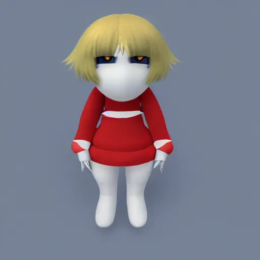 Prompt: cute fumo plush girl who is a glitch with broken textures and a missing mesh, vray