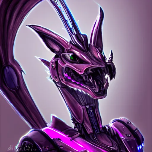 Prompt: detailed mawshot of a beautiful stunning anthropomorphic hot robot mecha female dragon, silver sharp streamlined armor, fuchsia flesh, dragon art, furry art, vore, glowing purple eyes, furaffinity, DeviantArt, Eka's Portal, G6