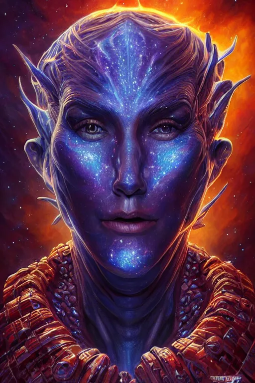 Prompt: beautiful oil painting with high detail of a wise Space ent made of stars and plasma, hybrid from dungeons and dragons and art direction by James Cameron ;by artgerm; wayne reynolds art station; cinematic quality character render; low angle; ultra high quality model; production quality cinema model; Escher jaw