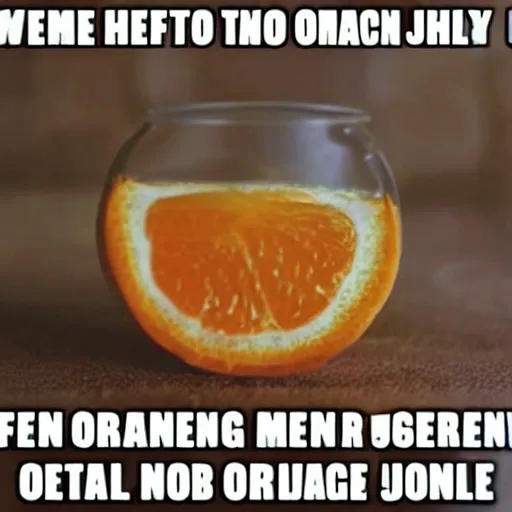 Prompt: meme I haf no orange juice