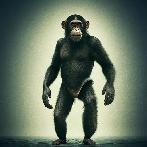 Prompt: chimpanzee as a dark souls boss by Mike Winkelmann
