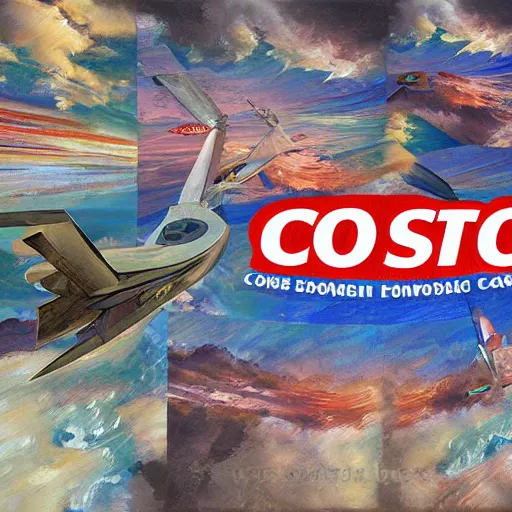 Image similar to costco membership card. oil painting, digital art, illustration, wide angle, hyper detailed, cinematic, 4k, concept art