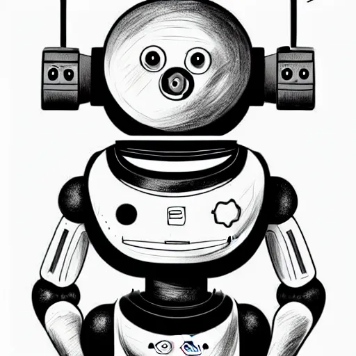 Image similar to Digital illustration of a cute robot character, Uliana Babenko, Ana Varela, procreate, drawing, ink, Trend on Behance Illustration, Childrens Art in Artstation