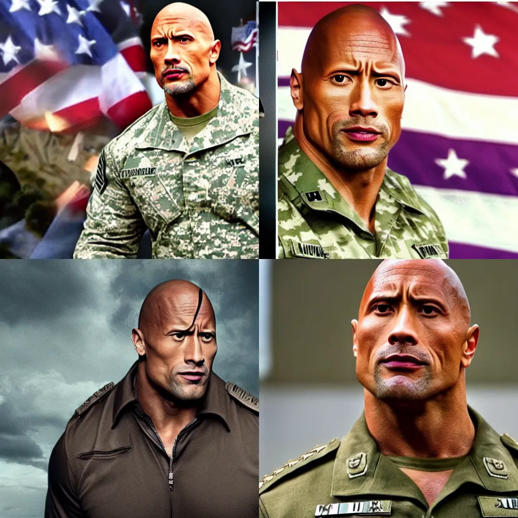Prompt: Dwayne Johnson as a Military Dictator