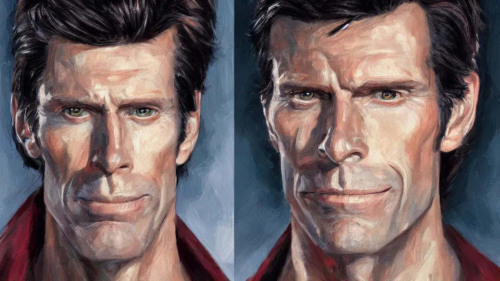 Image similar to A portrait painting of kevin conroy; the most beautiul painting in the world; trending on artstation; oil on canvas; correct face; correct eyes; anatomically correct; extraordinary masterpiece!!!!!!; 8k