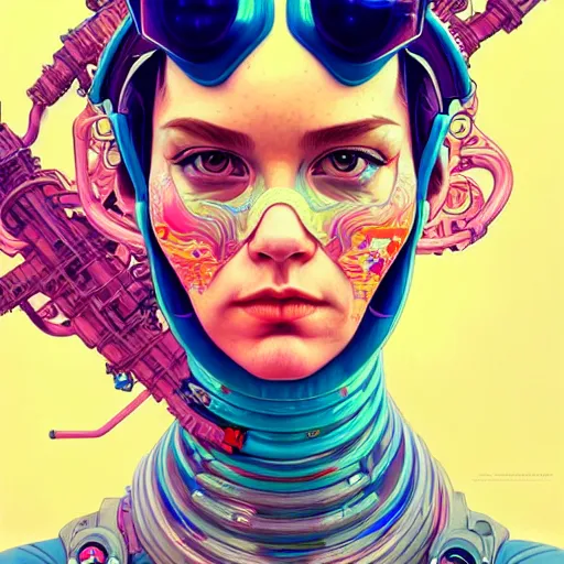 Image similar to high quality high detail portrait of a diesel punk woman in an alien world, tristan eaton, victo ngai, artgerm, rhads, ross draws, hyperrealism, intricate detailed, alphonse mucha, 8 k, sci - fi, pastel colors, artstation,