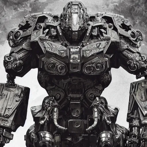 Prompt: mecha, highly detailed, detailed ink illustration, raiden metal gear, cinematic smooth stone, deep aesthetic, concept art, post process, 4k, carved marble texture and silk cloth, latex skin, highly ornate intricate details, in the style of frank miller, art deco, dark enlightenment, alchemy