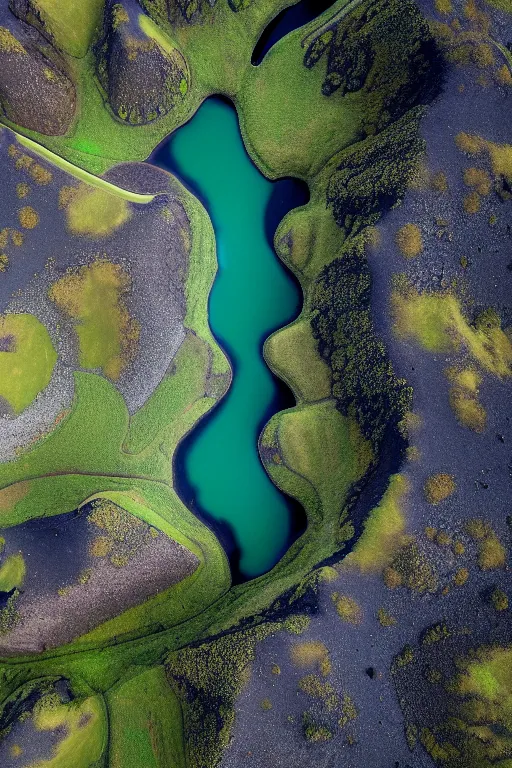 Image similar to a stunning landscape top down aerial photo of iceland, featured on behance