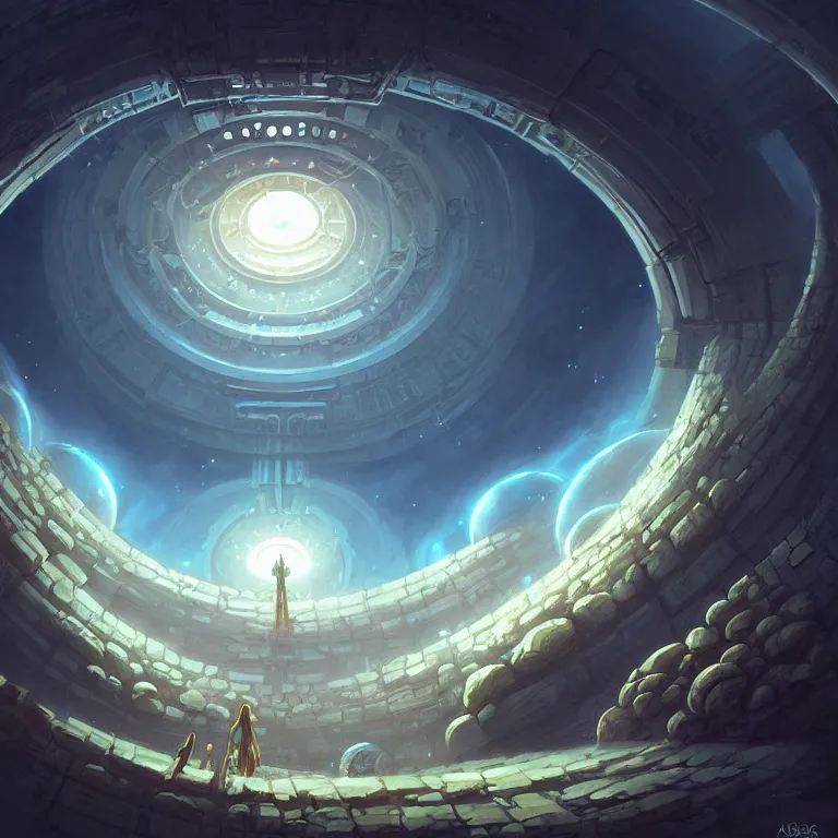 Image similar to Giant Floating Circular Ancient Sacred Sublime Cosmic Structure by Andreas Rocha