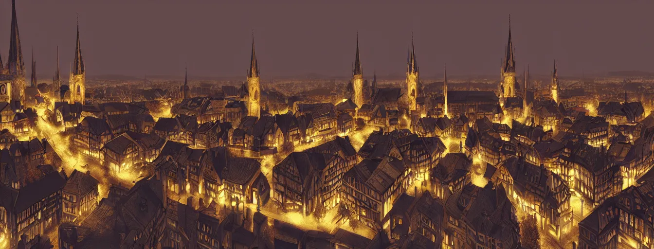 Prompt: Digital painting of Neo-Gothic Zurich at night, wide angle, volumetric light, hyperdetailed, artstation, cgsociety, 8k