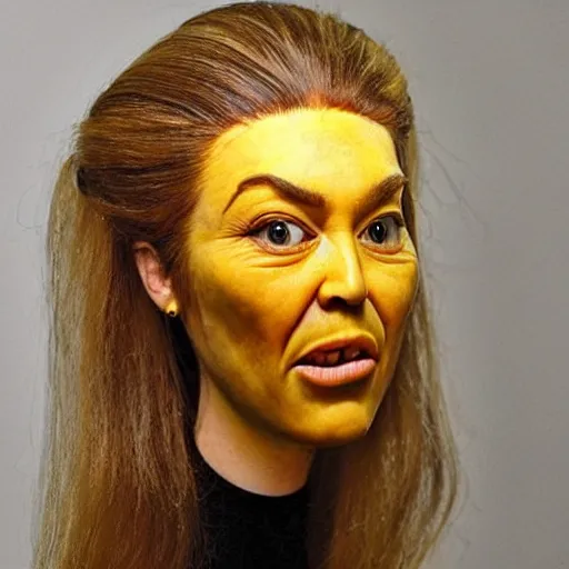 Image similar to a [ gourd ] carved shaped to look like ( amber heard face ) hybrid intercross