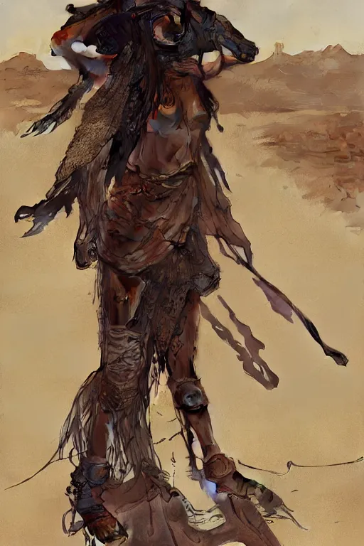 Image similar to a full body portrait of a beautiful post apocalyptic offworld desert bedouin blind barbarian leper laying by the roadside, intricate, elegant, highly detailed, digital painting, artstation, concept art, smooth, sharp focus, illustration, art by krenz cushart and artem demura and alphonse mucha