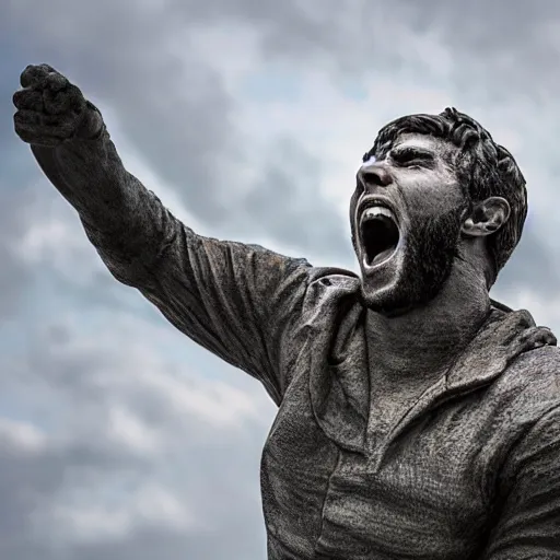 Image similar to photo of a statue of a man screaming