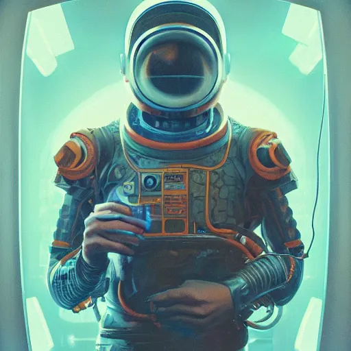 Image similar to portrait of a squid monster astronaut, in a 1970s livingroom , full body portrait, well lit, intricate abstract. cyberpunk, intricate artwork, by Tooth Wu, wlop, beeple. octane render, trending on artstation, greg rutkowski very coherent symmetrical artwork. cinematic, hyper realism, high detail, octane render, 8k, minimalistic, hyperrealistic surrealism, award winning masterpiece with incredible details, a surreal vaporwave liminal space, highly detailed, trending on ArtStation