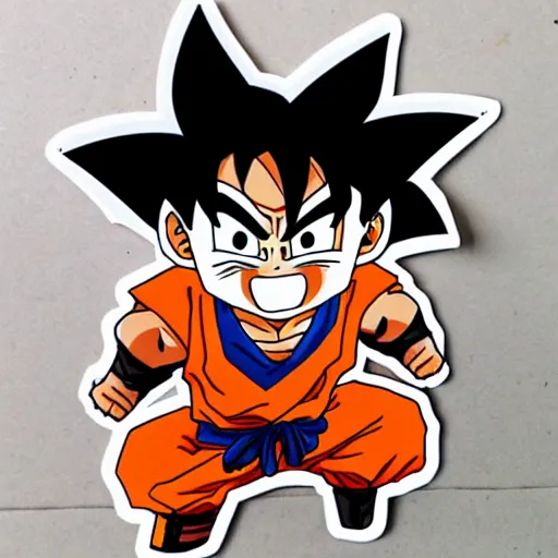 Image similar to die cut sticker, goku with a strawhat, splatter paint