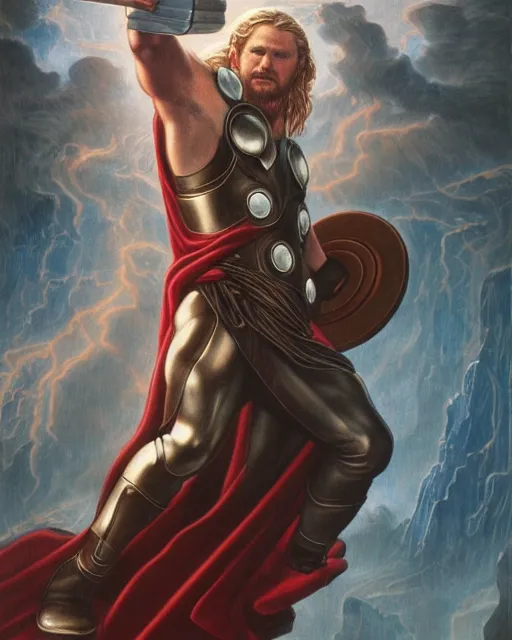 Prompt: thor by evelyn de morgan, hd, hyper detailed, 4 k