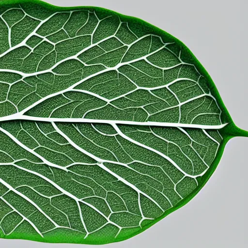 Prompt: the sacred geometry of a leaf vein in a 3 d rendering like zbrush