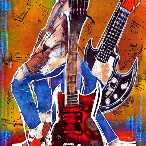 Image similar to rock n roll, mixed media