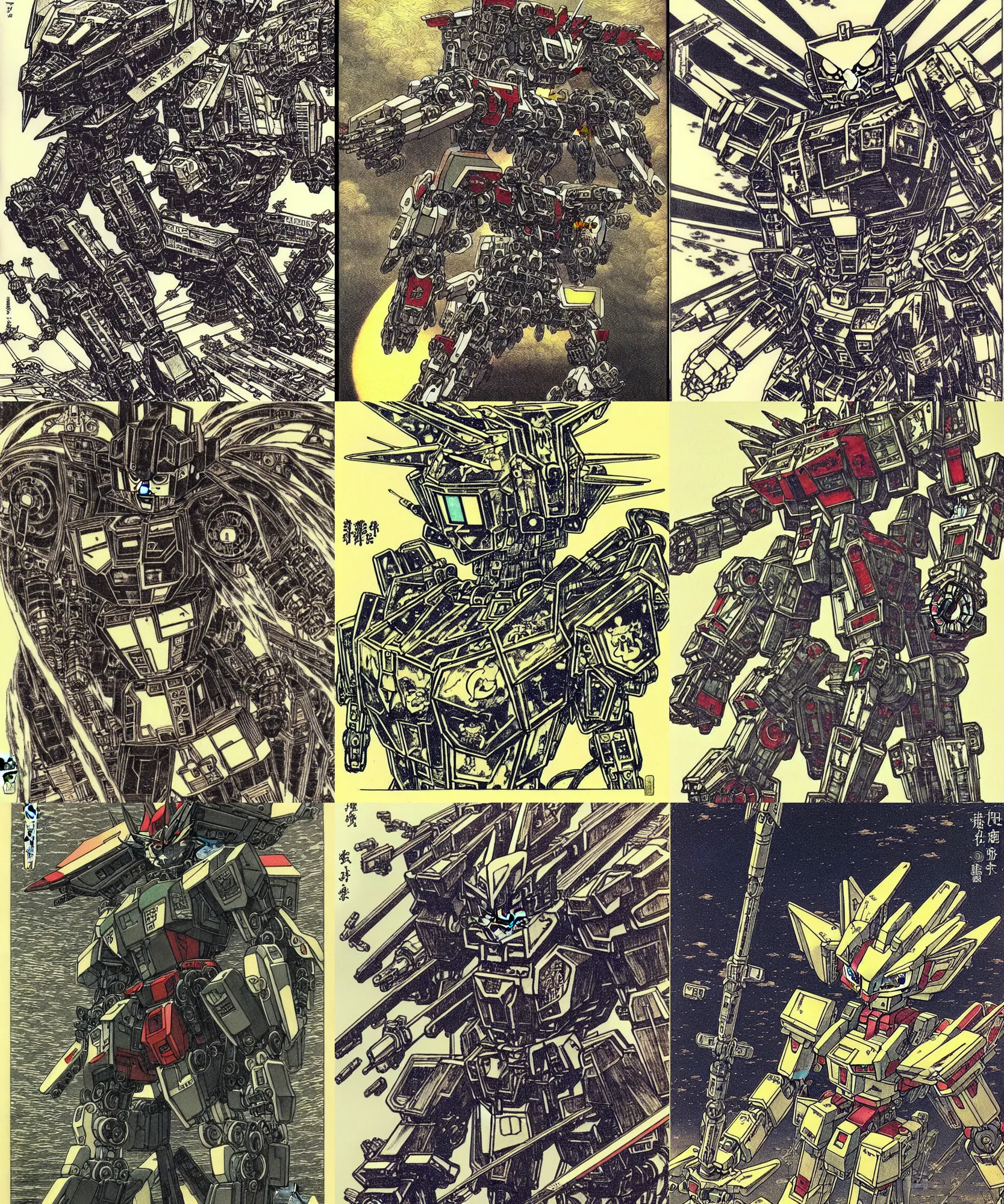 Image similar to funny image of a kitten gundam mecha robot, high details, masterpiece engraving by takato yamamoto, gustave dore, jean giraud