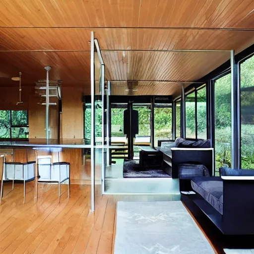 Image similar to luxury! shipping container! house!!! designed by ludwig mies van der rohe!