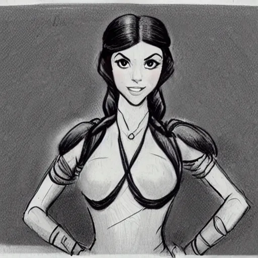 Image similar to milt kahl sketch of victoria justice with tendrils hair style as princess padme from star wars episode 3