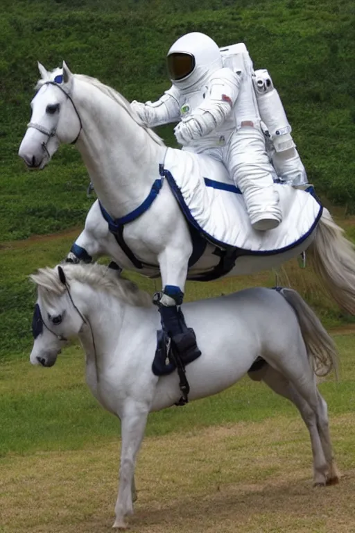 Image similar to horse in astronaut suit riding horse