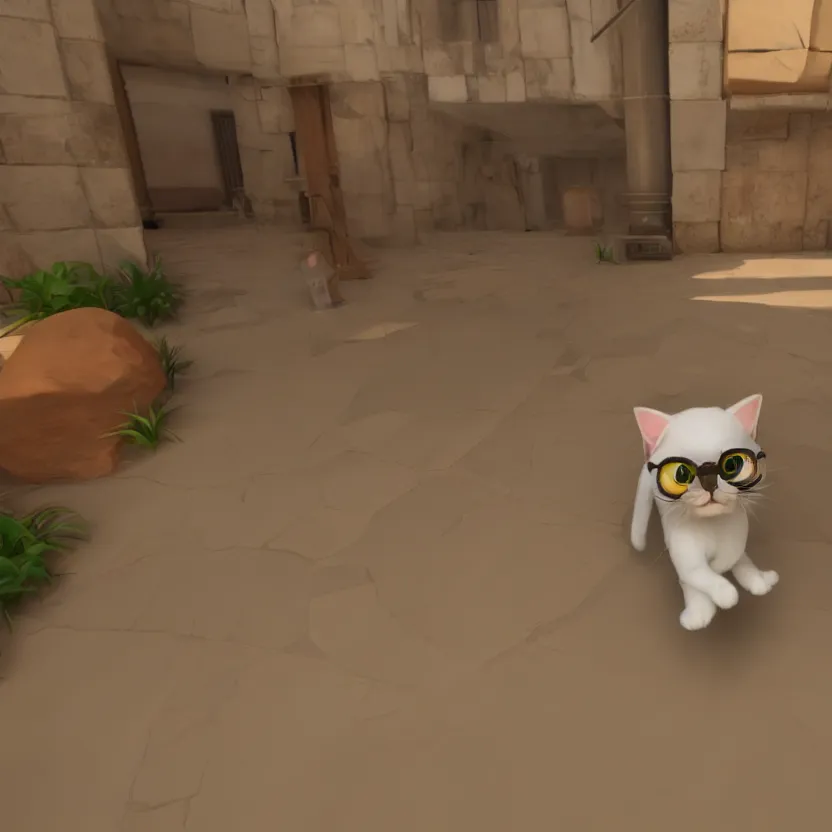 Image similar to a very cute cat going crazy, unreal engine, path tracing