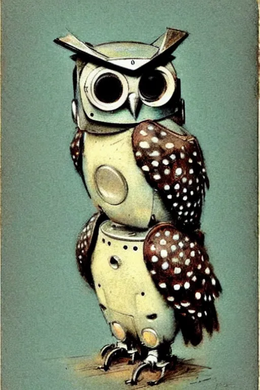 Image similar to (((((1950s robot camera owl . muted colors.))))) by Jean-Baptiste Monge !!!!!!!!!!!!!!!!!!!!!!!!!!!!!!