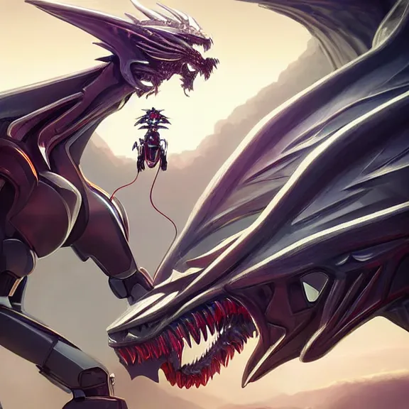 Image similar to detailed maw shot of a gigantic elegant beautiful stunning hot anthropomorphic robot mecha female dragon, eating a tiny human pilot, with sleek silver metal armor and cat ears, OLED visor over eyes, the human sitting inside the detailed high quality dragon maw, about to be dragon food, food pov, prey pov, micro pov, vore, digital art, mawshot, dragon vore, furry art, high quality, 8k 3D realistic, macro art, micro art, Furaffinity, Deviantart, Eka's Portal, G6