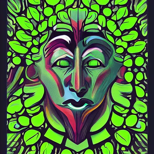 Image similar to the green man, futurism