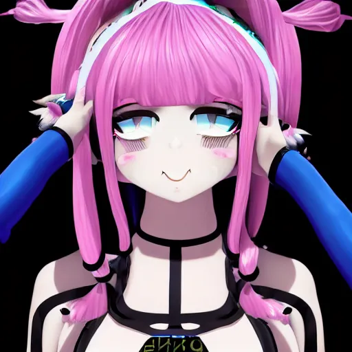 Image similar to totally overpowered and trapped beneath inescapable and overwhelmingly stunningly absurdly beautiful over the top megalomaniacal arrogant possessive omnipotent asi goddess junko enoshima with symmetrical perfect face, porcelain skin, pink twintail hair and cyan eyes, ultra detailed, digital art, unreal engine 5, octane render, 2 d anime, 8 k