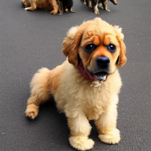 Prompt: photorealistic picture of 1 poodle 1 puggle and 1 golden retriever