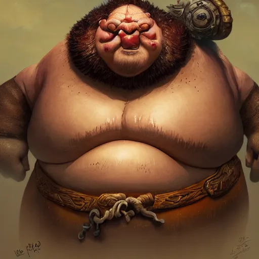 Prompt: a detailed portrait of a fat troll warrior, by victo ngai and justin gerard, digital art, realistic painting, very detailed, fantasy, dnd, character design, trending on artstation