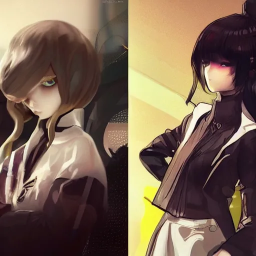 Image similar to luxury advertisement, white and golden colors. highly detailed post-cyberpunk sci-fi close-up schoolgirl in asian city in style of cytus and deemo, mysterious vibes, by Ilya Kuvshinov, by Greg Tocchini, nier:automata, set in half-life 2, beautiful with eerie vibes, very inspirational, very stylish, surrealistic, perfect digital art, mystical journey in strange world, bastion game