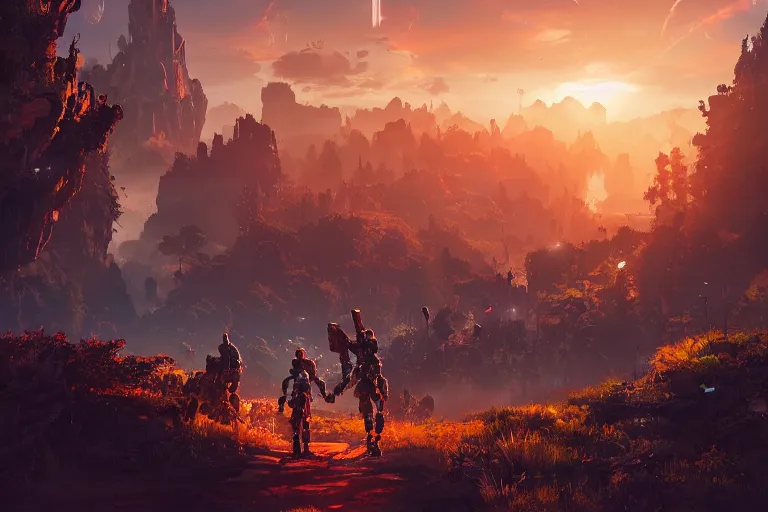 Image similar to watcher machine mecanical creature robot of horizon forbidden west horizon zero dawn radiating a glowing aura global illumination ray tracing hdr fanart arstation by ian pesty and alena aenami artworks in 4 k