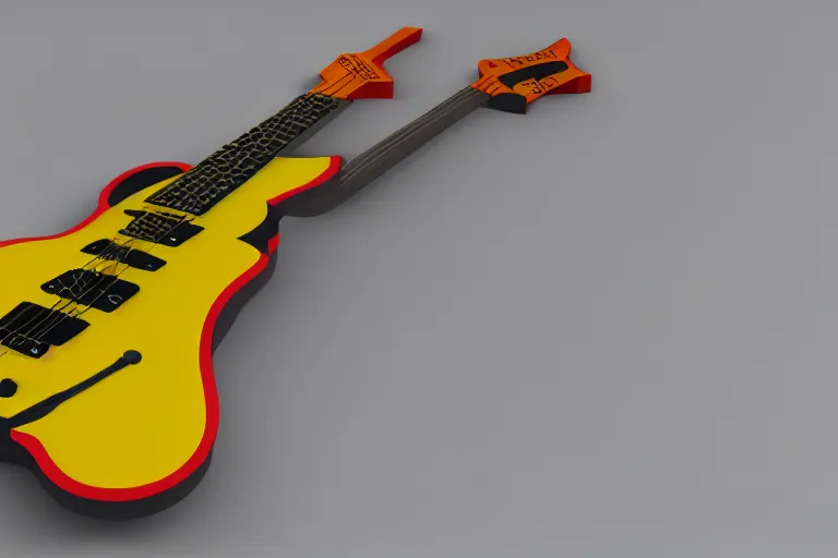 Prompt: keith haring guitar, 3d render