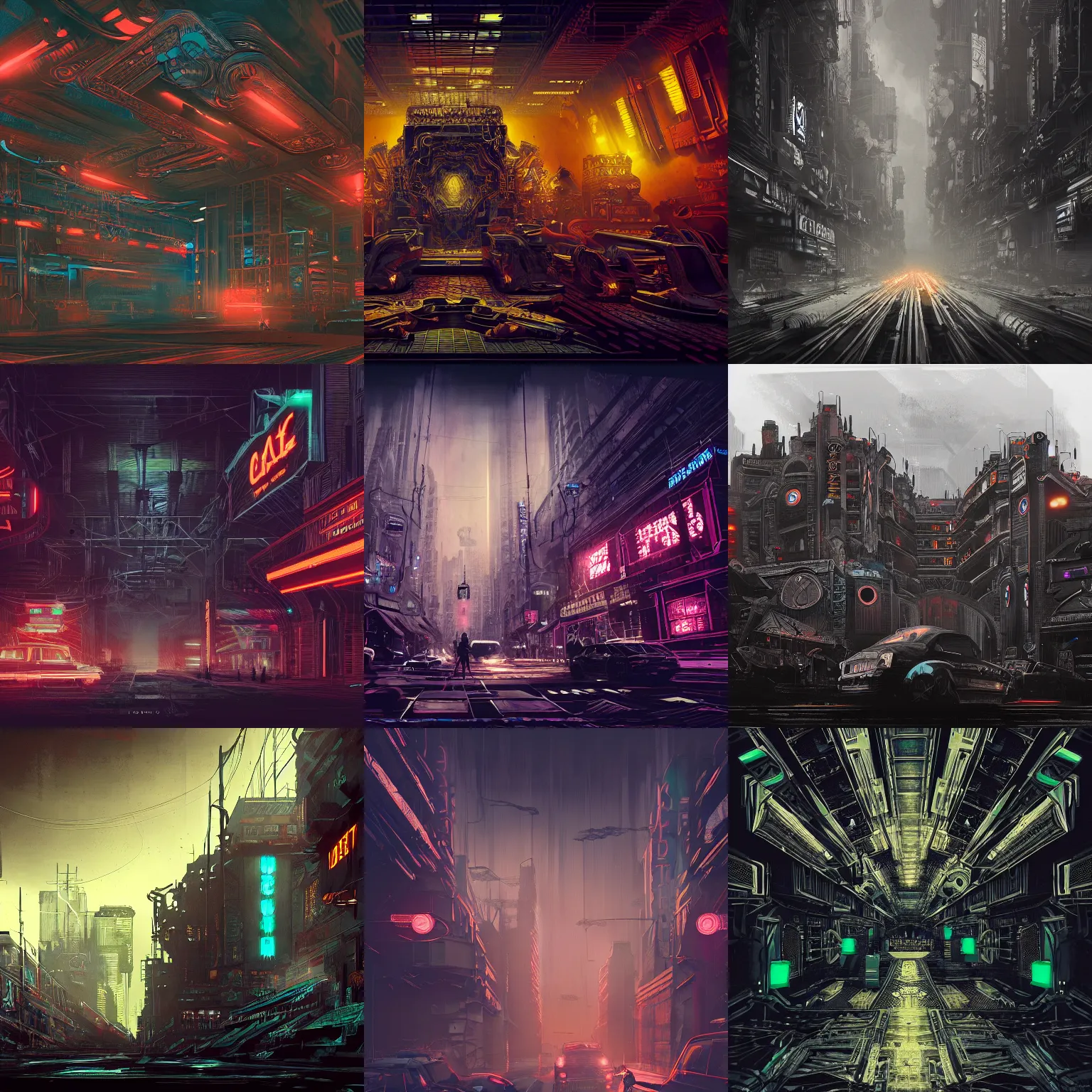 Prompt: A digital matte intricate illustration concept art of Isaac Clark inspired art and greebles + dark shadowy neon colors, symmetry , intricate complexity, epic composition, gritty atmosphere, highly detailed, cinematic lighting + masterpiece, trending on artstation + 8k