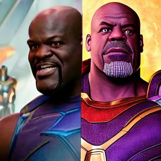 Prompt: shaq o'neal playing thanos in avengers infinity war