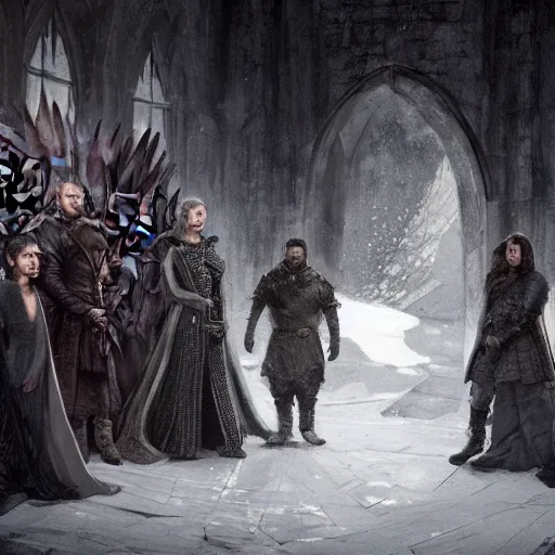 Image similar to game of thrones but all the cast are black, greg rutkowski