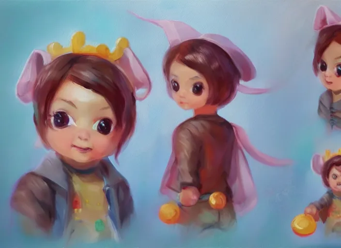 Image similar to concept art of cute candy characters, oil painting by jama jurabaev, extremely detailed, brush hard, artstation, for aaa game, high quality, brush stroke