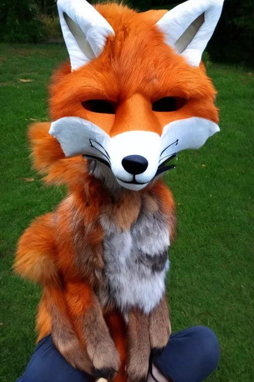 Image similar to an anthropomorphic fox, fursuit, cosplay