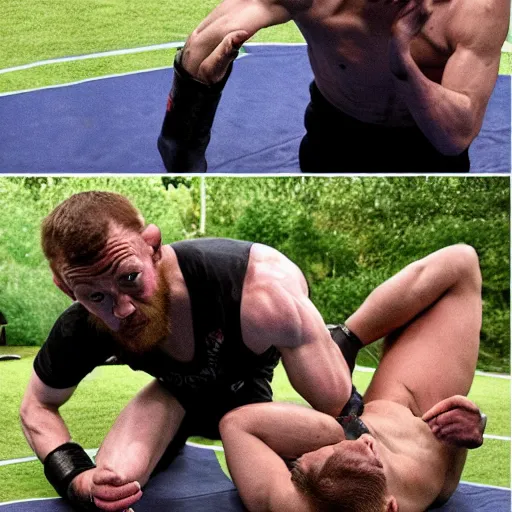 Image similar to gollum wrestling with conor mcgregor