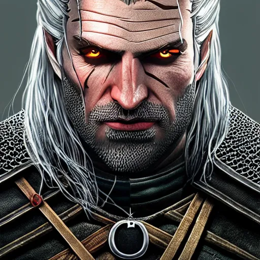 Image similar to portrait of witcher, highly detailed, digital painting, 8 k render, centered