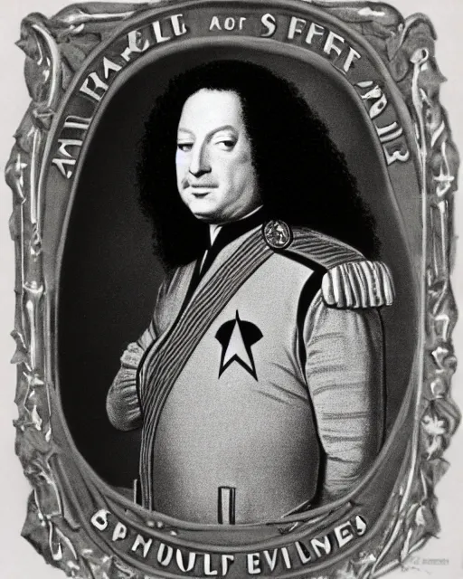 Image similar to starfleet uniform, official portrait of louis xiv in starfleet uniform