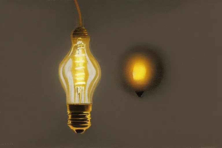 Prompt: a cinematic painting of a lightbulb