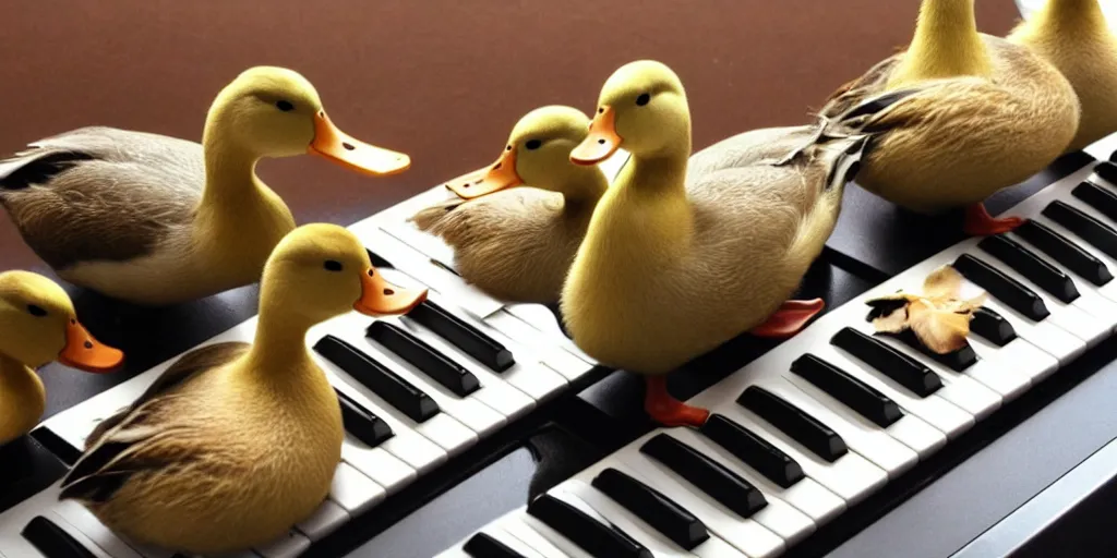 Prompt: Ducks on a keyboard