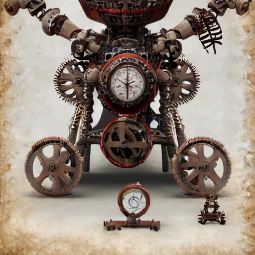 Prompt: 2d game art side view of mechanical steampunk spider, full body view, looking at the side, game character design, articulated joints, detailed, blank background, 8k, octane render, unreal engine