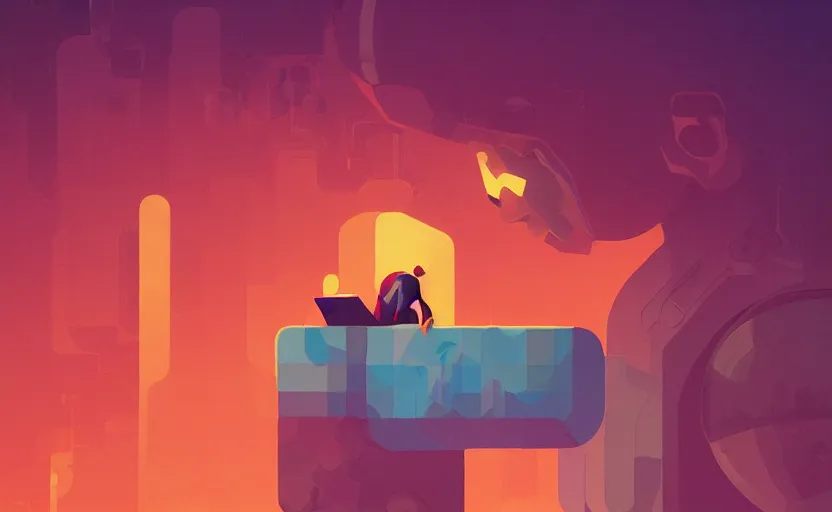 Image similar to close - up of a person thinking, james gilleard, print, game art